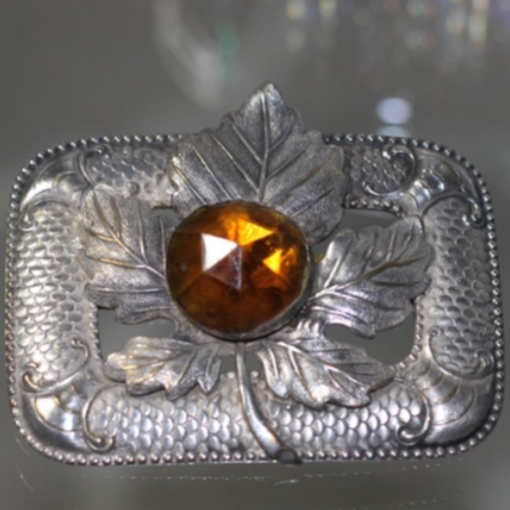 Citrine Silver Brooch
